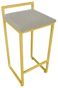 Banqueta Alta Industrial Pietra Suede Base Dourado D'Rossi - Marrom Rato