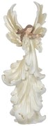 Escultura Decorativa Anjo Natalino em Resina Branco e Bege 36,5x10 cm F04 - D'Rossi