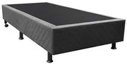 Base Box para Cama Solteiro 88x188cm Liz S05 Suede Bordado Cinza - Mpo