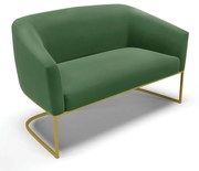 Sofá 2 Lugares Namoradeira Industrial Dourado Stella Suede D03 - D'Rossi - Verde