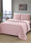 Jogo de Cama Chevron Rosa Casal 4 Peças