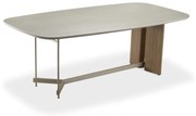 Mesa de Jantar Meyze Retangular Tampo com Vidro Pintado Pés e Travessa Aço Carbono Base Laminado Melamínico
