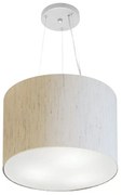 Lustre Pendente Cilíndrico Md-4183 Cúpula em Tecido 40x30cm Linho Bege - Bivolt