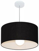 Lustre Pendente Cilíndrico Md-4206 Cúpula em Tecido 50x25cm Preto - Bivolt