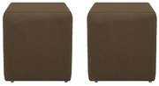 Kit 02 Puffs Decorativos Dado Suede Marrom - ADJ Decor