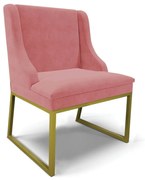 Cadeira Sala de Jantar Industrial Dourado Liz Suede D03 - D'Rossi - Rose