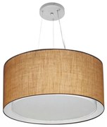 Lustre Pendente Cilíndrico Duplo Md-4300 Cúpula em Tecido 50x30cm Palha - Bivolt