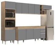 Armário de Cozinha Modulada 5 Peças CP16 Balcão Castanho/Cinza - Lumil