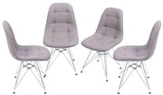 Kit com 4 Cadeiras Eames Botone Fendi Base Cromada - 64651 Sun House