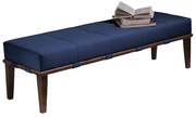 Recamier Decorativo 140cm Martínez Veludo Pés Madeira Azul/Imbúia G62 - Gran Belo