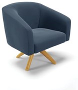 Poltrona Decorativa Giratória MA30 Stella Suede Azul Marinho D03 - D'Rossi