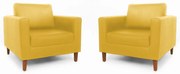 Conjunto 2 Poltrona Decorativa Gabriela Suede Amarelo