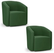 Poltrona Decorativa Base Giratória Kit 2 Stella Max Suede D03 - D'Rossi - Verde