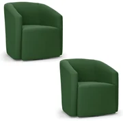 Poltrona Decorativa Base Giratória Kit 2 Stella Max Suede D03 - D'Rossi - Verde