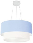 Pendente Cilíndrico Azul Bebê e Branco MJ-4061 Para Mesa de Jantar e Estar