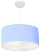 Lustre Pendente Cilíndrico Md-4100 Cúpula em Tecido 50x25cm Azul Bebê - Bivolt