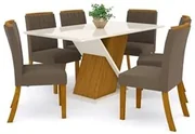 Conjunto Sala de Jantar Mesa Coyle com 6 Cadeiras Medalhão - Wood Prime  44669