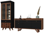 Conjunto Decorativo Cristaleira e Buffet Aparador Andorra/Noeli Preto/Nature G26 - Gran Belo