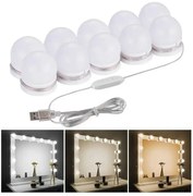 Kit Arandela 10 L&acirc;mpadas Luz Camarim 3 Cores Led Auto-colantes Para Colar no Espelho