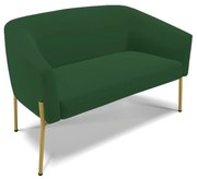 Sofá 2 Lugares Namoradeira Pé de Ferro Dourado Stella Veludo D03 - D'Rossi - Verde