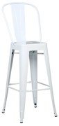 Banqueta de Cozinha Alta com Encosto Industrial em Aço Iron Branco - D'Rossi