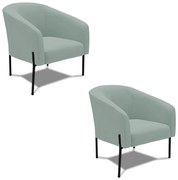 Poltrona Decorativa Pé de Ferro Preto Kit 2 Stella Cotelê Ext/Veludo D03 - D'Rossi - Menta