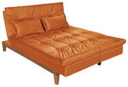 Sofá Cama Reclinável 2 Lugares Change Veludo Terracota G30 - Gran Belo