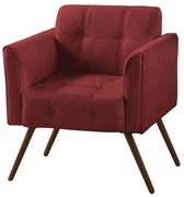 Poltrona Decorativa Bia Couro Vermelho G58 - Gran Belo