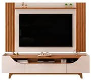 Painel Para TV 75 Pol Ripado e Rack Bancada 219cm Giulia D04 Off White