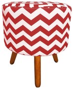 Puff Banqueta Decorativa Dora Redondo Estampado Zig Zag Vermelho D79  - D'Rossi