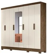 Guarda Roupa Casal com Espelho 8 Portas 236cm Ágata M07 Castanho Wood/