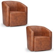 Poltrona Decorativa Base Giratória Kit 2 Stella Max Sintético PU D03 - D'Rossi - Nozes