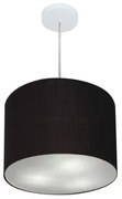 Lustre Pendente Cilíndrico Md-4216 Cúpula em Tecido 40x30cm Preto - Bivolt