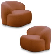 Kit 2 Poltronas Decorativas Charlote Sala de Estar Base Fixa Bouclê Terracota G88 - Gran Belo