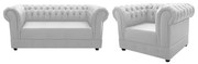 Kit Poltrona e Namoradeira Chesterfield Ana Suede Branco - ADJ Decor