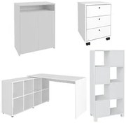 Conjunto Escritório Home Office 4 Peças Nil A06 Branco - Mpozenato