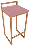 Banqueta Alta Industrial Pietra Suede Base Cobre D'Rossi - Rose