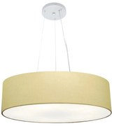 Lustre Pendente Cilíndrico Md-4136 Cúpula em Tecido 80x15cm Algodão Crú - Bivolt