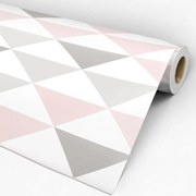 Papel de parede adesivo triângulo rosa cinza e branco