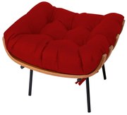 Puff Decorativo Costela Base Fixa Corano Vermelho - ADJ Decor