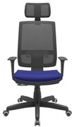 Cadeira Office Brizza Tela Preta Com Encosto Assento Aero Azul RelaxPlax Base Standard 126cm - 63614 Sun House