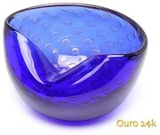 Bowl 1 Tela Azul com Ouro Murano Cristais Cadoro