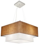 Lustre Pendente Quadrado Palha e Branco MJ-4344 Para Mesa de Jantar e Estar