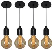 Kit/4 Pendente Luminária Retro Md-4149 Suporte Para Lâmpada / Não Inclusa - Bivolt