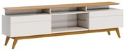 Rack Bancada 2 Gavetas com Nicho 180cm Amy Off White/Nature G29 - Gran Belo