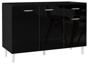 Balcão Gabinete de Pia para Cozinha 120cm 3 Portas Classic P11 Preto -