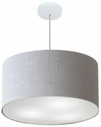 Lustre Pendente Cilíndrico Md-4101 Cúpula em Tecido 60x30cm Rustico Cinza - Bivolt