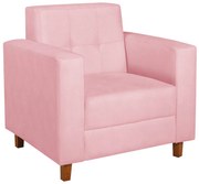 Poltrona Decorativa Denver Suede Rosa Bebê - ADJ Decor