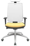 Cadeira Office Brizza Tela Branca Com Encosto Assento Vinil Amarelo Autocompensador 126cm - 63283 Sun House