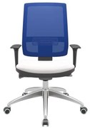 Cadeira Office Brizza Tela Azul Assento Vinil Branco Autocompensador Base Aluminio 120cm - 63779 Sun House